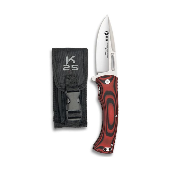 Navaja K25 G10 Rojo-Negro hoja 9,8 cm — Navaja táctica enteriza CNC | Barroco Cuchillería